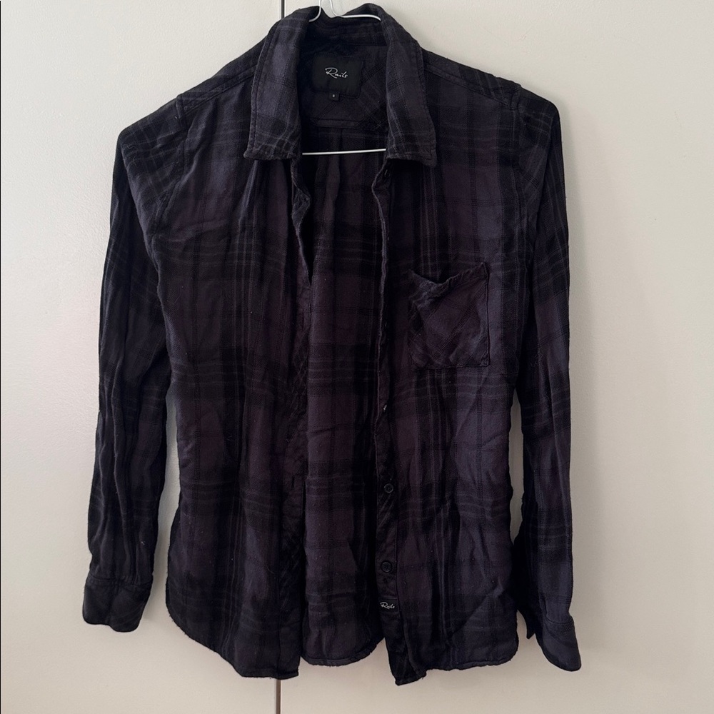 Rails dark grey and black Plaid Button-Up Shirt